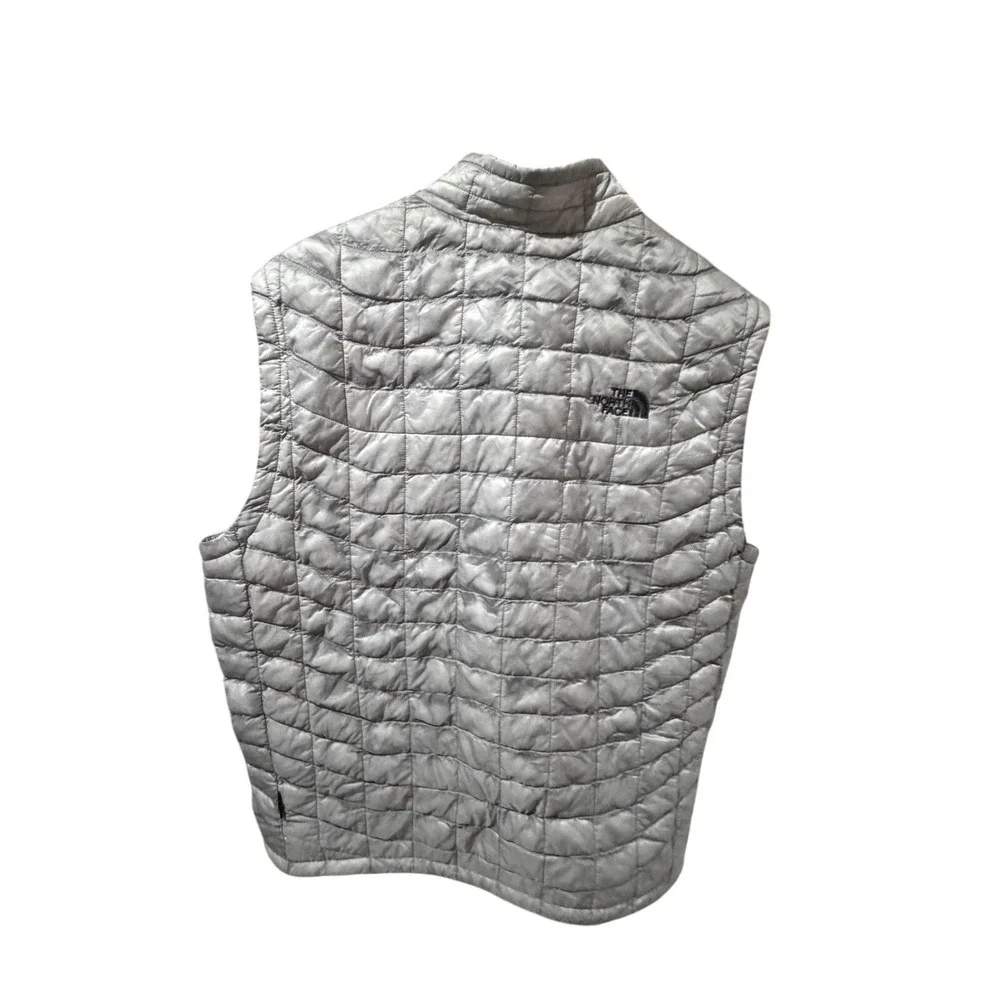 The North Face Mens Thermoball‎ Insulated Quilted Vest Silver Grey Large L Zip